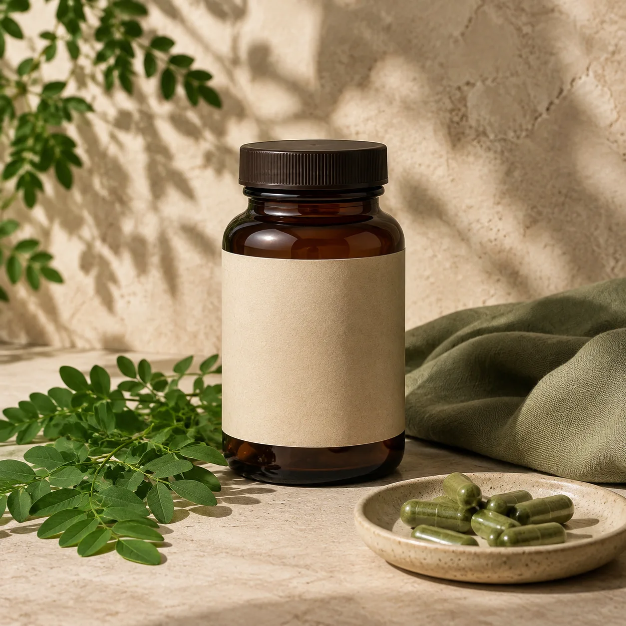 Wild-Harvested Moringa Leaf Capsules